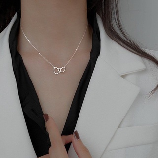 สินค้า สร้อยคอ Fashion Heart To Heart Pendant Necklace Korea Love Clavicle Chain Necklaces for Women Lady Jewelry Girlfriend Gift