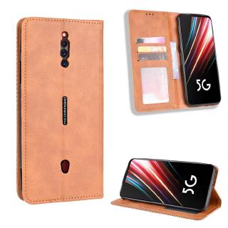 Casing ZTE nubia Red Magic 5G Vintage Flip Cover Magnetic Wallet Case PU Leather Cases Card Holder