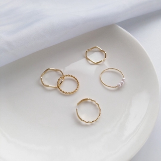 J & L แหวนแฟชั่น แบบโลหะผสม สไตล์เกาหลี สำหรับผู้หญิง จำนวน 5 ชิ้น/ชุด
