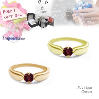 Finejewelthai-แหวนโกเมน-โกเมน-แหวนเงินแท้-แหวนพลอย-พลอยแท้-พลอยประจำเดือนเกิด-Garnet-Silver-Ring-R1131gm-g/ pg