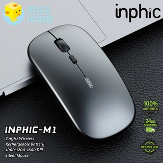 เมาส์ไร้สาย Inphic M1 มีแบตในตัว ปุ่มเงียบ มีปุ่มปรับความไวเมาส์ DPI 1000-1600 มี Rechargeable Wireless Mouse