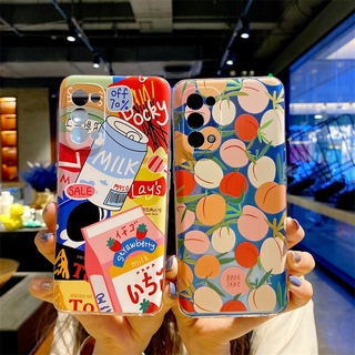 เคสโทรศัพท์มือถือ ซิลิโคนนุ่ม ใส ลายเชอร์รี่ และนม สําหรับ OPPO A16 A17 A94 Reno 5 4 2F 4G 5G A15 A15s A93 A53 A31 A92 A12 A9 A5 2020 F9 F11 Pro A5s A3s A52 E008