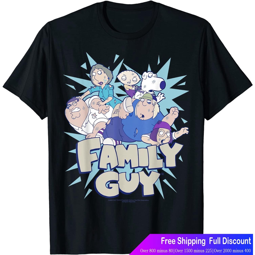 family-guyเสื้อยืดถักฤดูร้อน-family-guy-group-shot-family-fight-logo-t-shirt-family-guy-short-sleeve-t-shirts