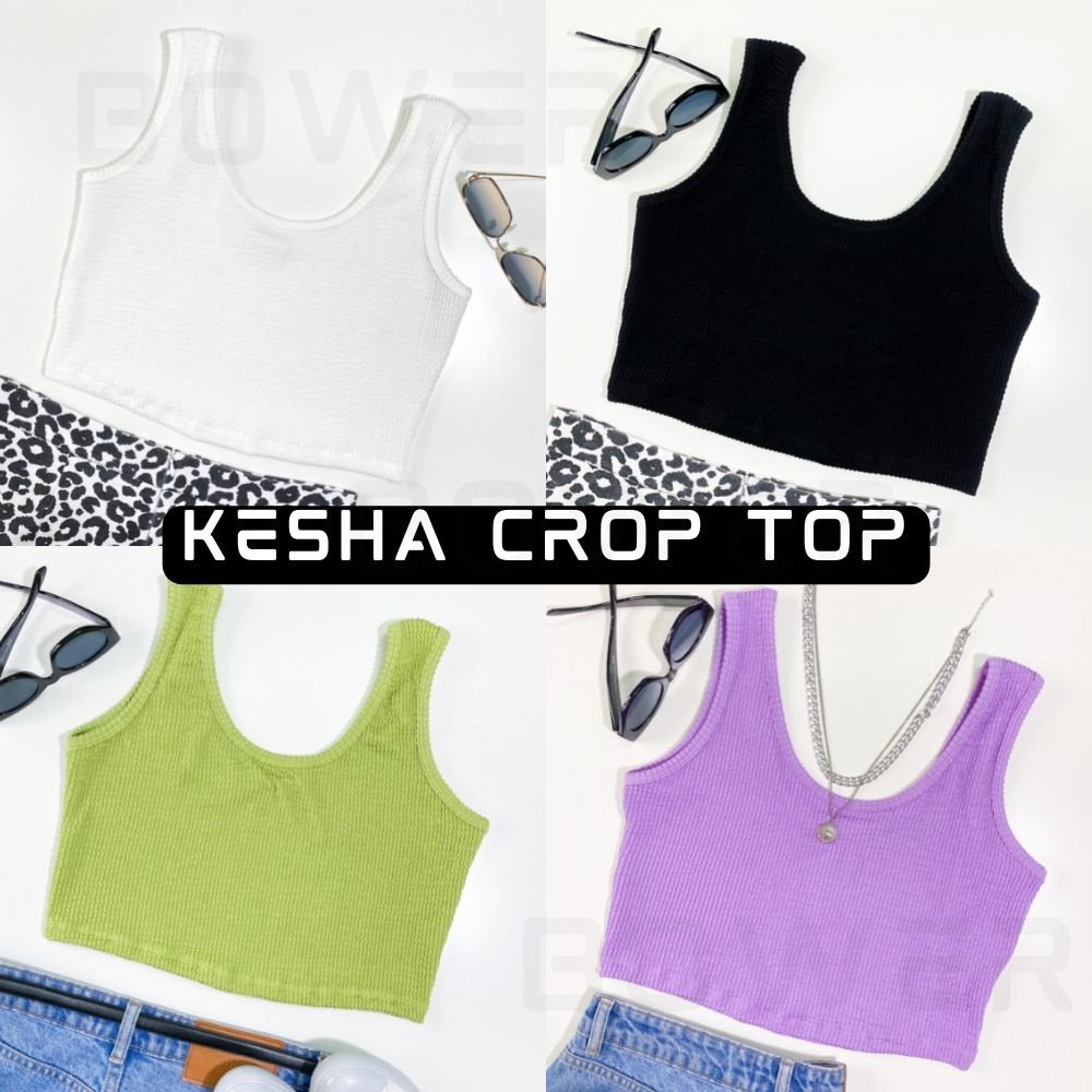 2ชิ้นลด50-kesha-crop-top-เสื้อครอปผ้าร่องคลื่น-เสื้อครอปคอเว้า-เสื้อครอปผ้าย่น-crop-top-bw4