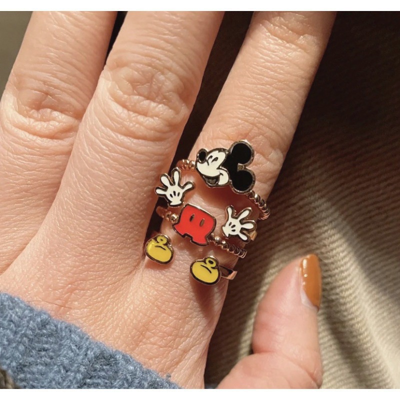 แหวนนิ้วมือ-รูปมิกกี้เมาส์-สามารถปรับได้-แฟชั่นคู่รัก-สําหรับผู้หญิง