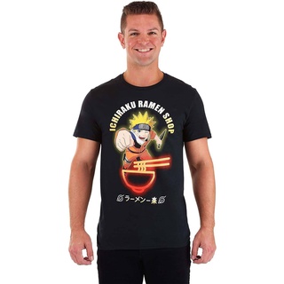 Tee leee เสือยืดผู้ชาย เสื้อบอดี้โ GE Animation Naruto - Ichiraku Ramen Shop Mens T-Shirt Naruto co branded T-shirt