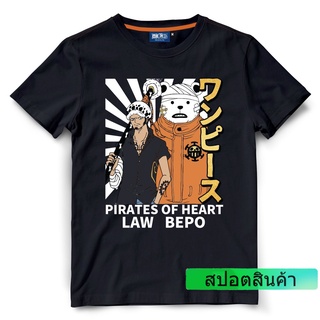 เสื้อยืดวันพีช One Piece 1015 LAW  สีดำ / สีส้ม