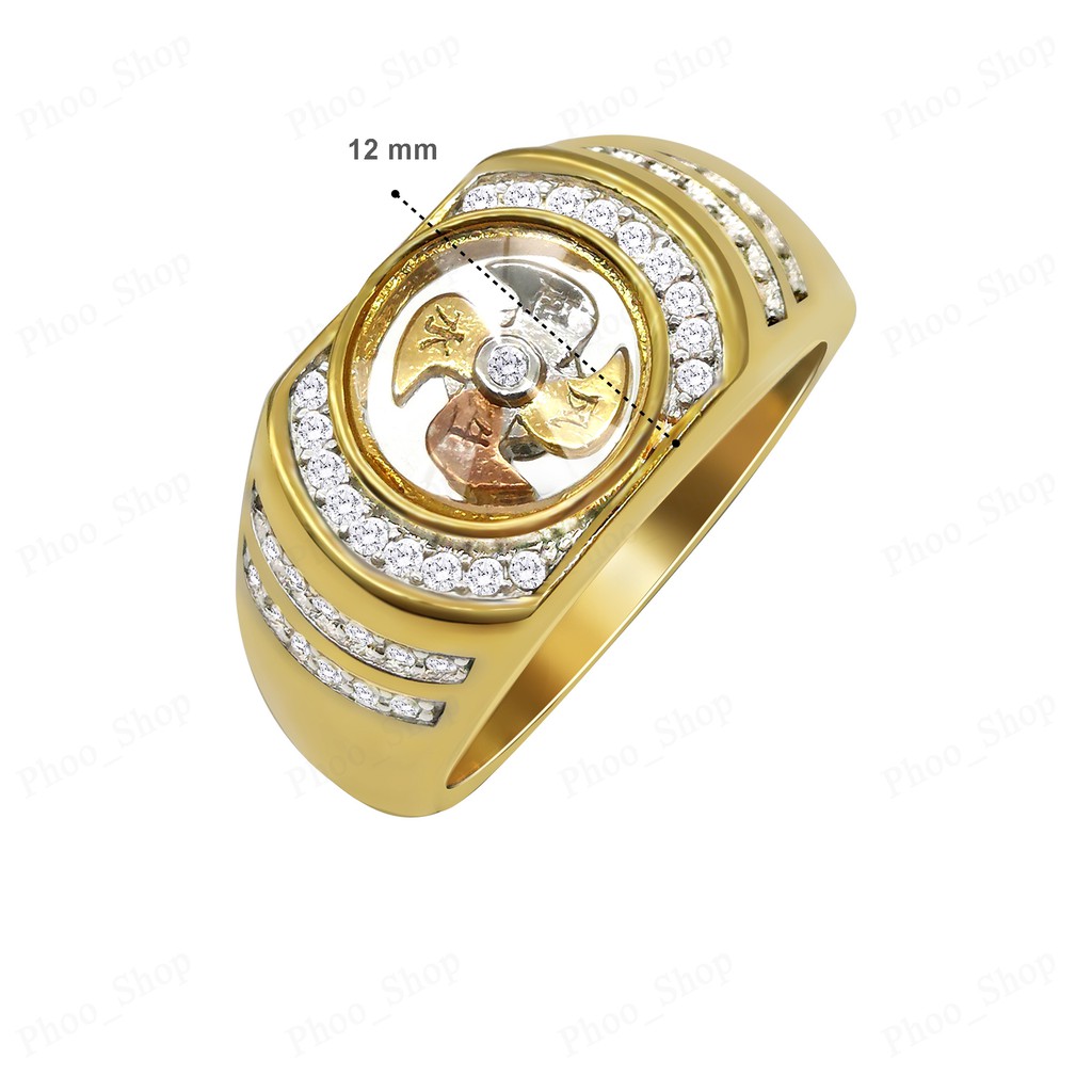 ภาพหน้าปกสินค้าPhoo_Shop ใบพัดสามกษัตริย์ แหวนกังหันผู้ชาย แหวนกังหันล้อมเพชรCZ งานจิวเวอรี่ (กังหันหมุนได้) รุ่น R 435 จากร้าน phoo_shop บน Shopee