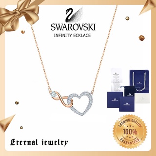 เตรียมจัดส่ง Swarovski สร้อยคอ INFINITY necklace ของแท้  สวารอฟสกี้ สร้อยคอผู้หญิง สวารอฟส สร้อยคอทองคำสีกุหลาบ