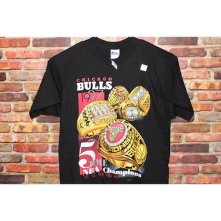 เสื้อยืดโอเวอร์ไซส์Chicago Bulls Basketball 5 Time Champions เสื้อเชิ้ตแขนยาวพร้อมป้ายแท็กสไตล์วินเทจS-4XL