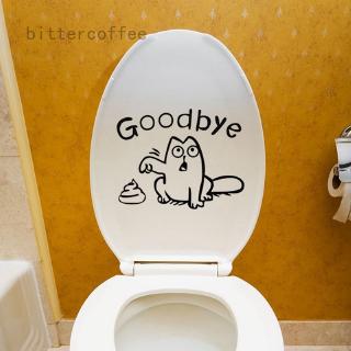 สติกเกอร์ไวนิลรูปลอก รูปหน้าแมว Goodbye สไตล์เกาหลี สำหรับติดโถสุขภัณฑ์ ห้องน้ำ
