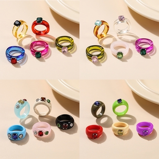 ภาพขนาดย่อของภาพหน้าปกสินค้าYEEZII ชุดแหวน แวนเรซิ่น สไตล์เกาหลี แฟชั่นสําหรับผู้หญิง 8 ชิ้น จากร้าน luckyday3.th บน Shopee ภาพที่ 4