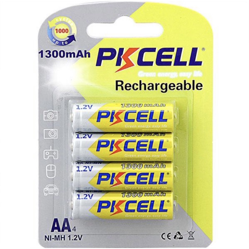 ถ่านชาร์จpkcell-ขนาดaa-1300mah-1-2v-แพค4ก้อน