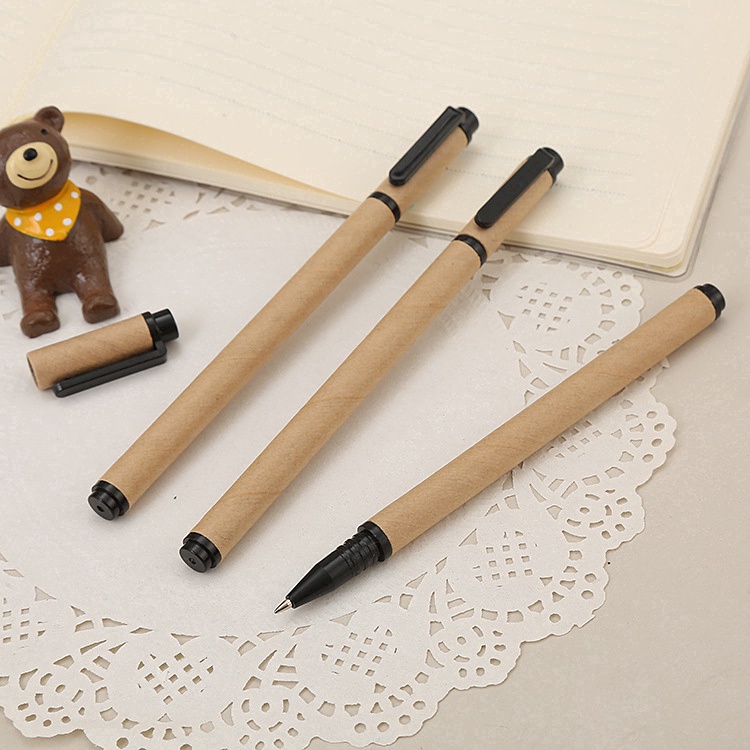 ปากกาเจลย้อนยุค-หมึกสีดำ-0-5-มม-ลักษณะที่ปรากฏของกระดาษคราฟท์-เครื่องเขียน