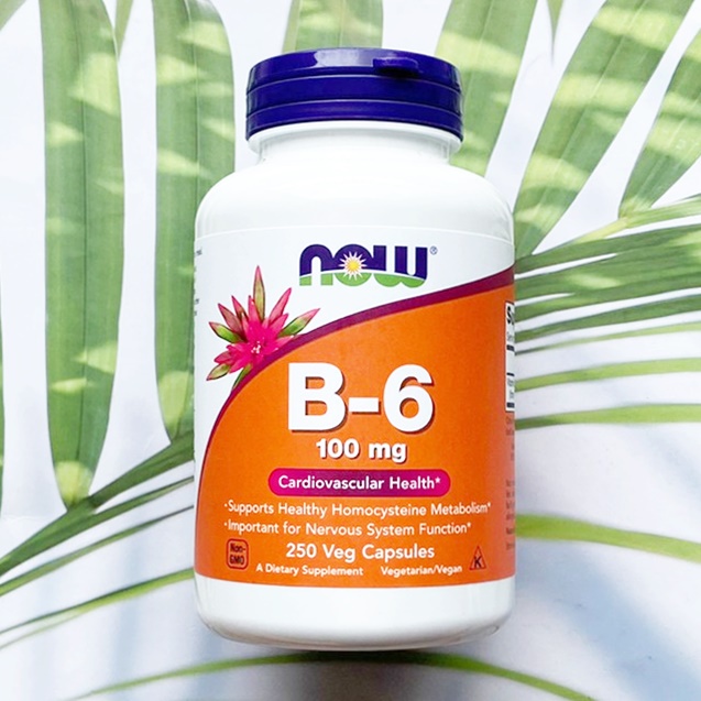 วิตามินบี6 Vitamin B6, 100 mg 250 Veg Capsules B6 (Now Foods