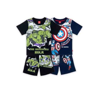 Marvel Boy T-Shirt & Shorts Hulk Captain America - มาร์เวล เสื้อยืด กางเกง เด็กชาย ลายฮัค กัปตันอเมริกา สินค้าลิขสิทธิ์แท้100% Official Licensed - Characters Studio