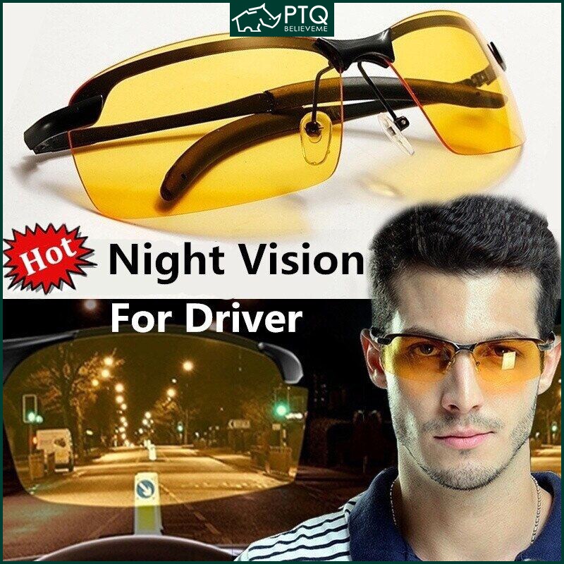ptq-แว่นตากันแดด-กรอบโลหะ-เลนส์สีเหลือง-เหมาะกับการขับขี่กลางวัน-และกลางคืน-สําหรับผู้ชาย