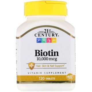 สินค้า พร้อมส่ง!!! 21st Century, Biotin, 10,000 mcg, 120 Tablets