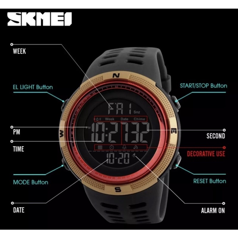 ภาพสินค้าSKMEI 1251 นาฬิกาข้อมือดิจิตอล แท้ 100% สไตล์สปอร์ต จากร้าน classybkk บน Shopee ภาพที่ 8