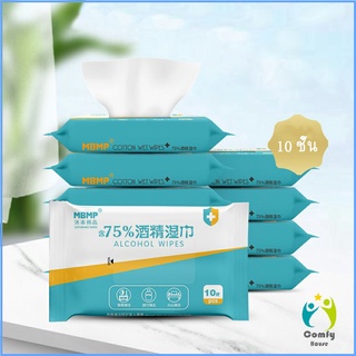 Comfy ทิชชู่แอลกอฮอล์ 75% ผ้าเช็ดทำความสะอาด ฆ่าเชื้อโรค พร้อมส่ง Disinfecting wipes