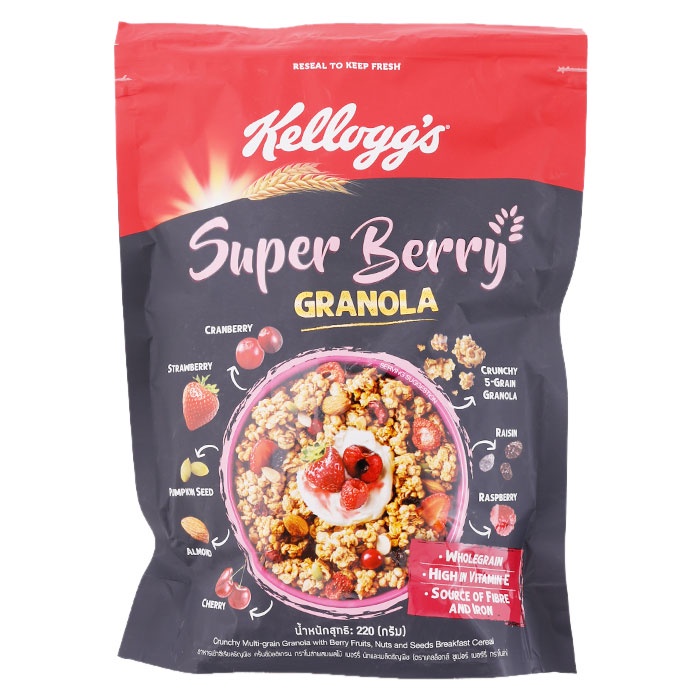 tha-shop-kelloggs-เคลล็อกส์-ซุปเปอร์เบอรี่-กราโนล่า-ผสมเบอรี่หลากชนิด-ไดมอนด์เกรนส์-อาหารเช้า-220-กรัม-ธัญพืช-ธัญพืช