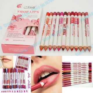 [กล่อง/12สี] ลิปดินสอ เขียนขอบปาก กันน้ำ มีนาว MENOW TRUE LIPS Lip Liner Pencil