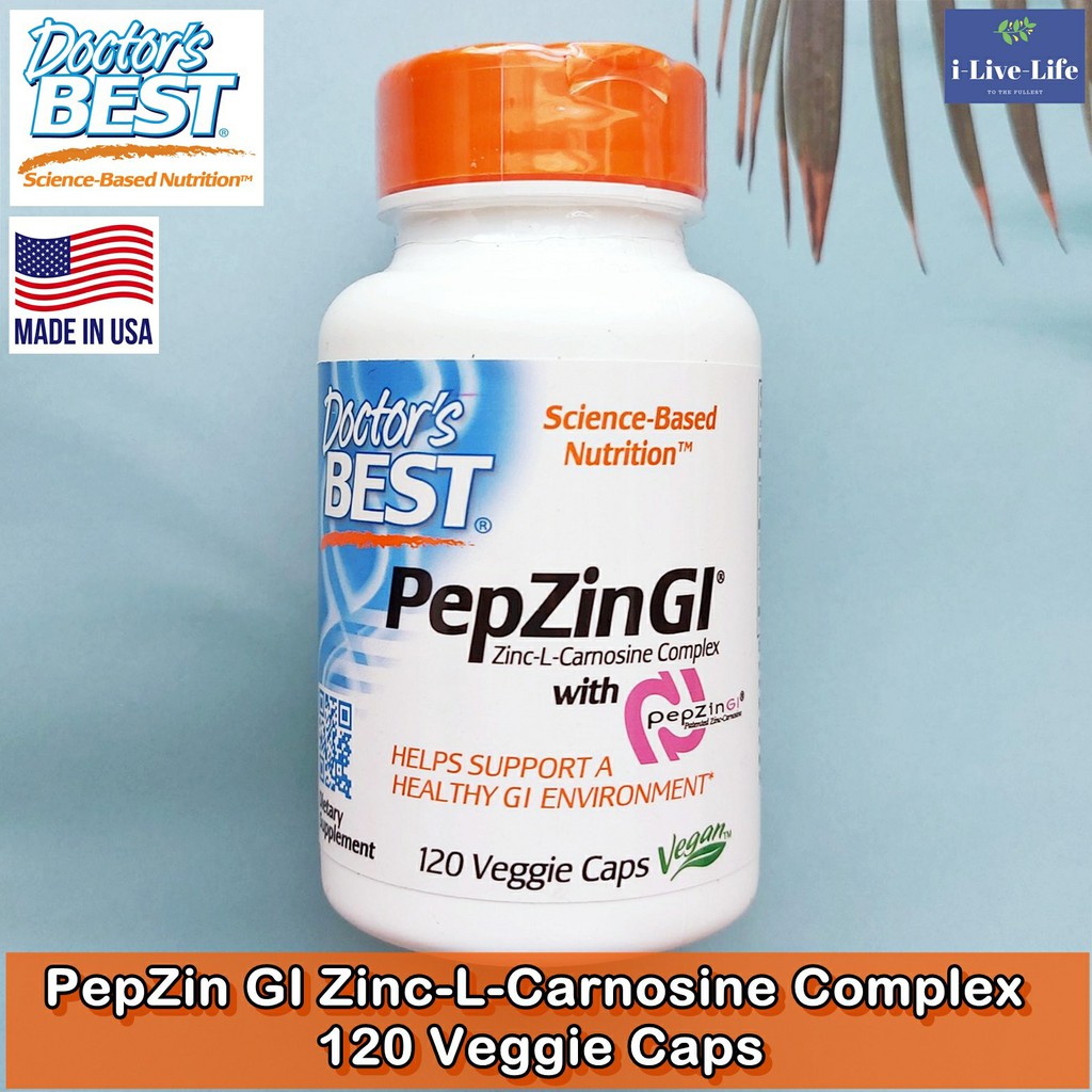 สังกะสี และแอล คาร์โนซีน PepZin GI ZincLCarnosine Complex 120 Veggie