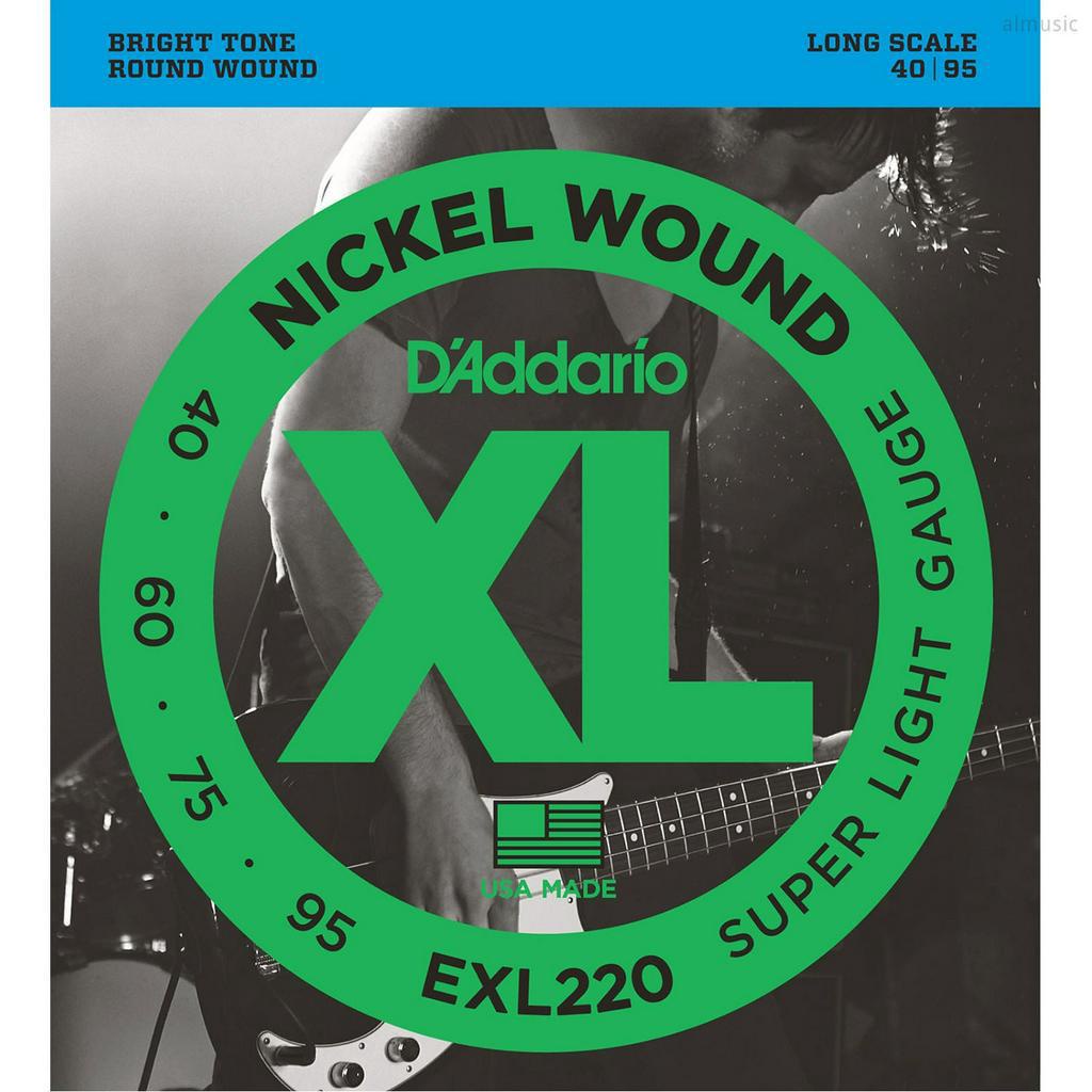 daddario-exl220-สายกีตาร์เบส-4-สาย-แบบนิกเกิล-ของแท้-100-super-light-40-95-made-in-usa