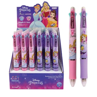 ปากกา ปากกาลูกลื่น 4 สี + ดินสอกด ในแท่งเดียวกัน 5 in 1 PRC-185 ลาย Disney Princess  (1ด้าม) ดินสอ เครื่องเขียน