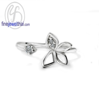 Finejewelthai-แหวนผีเสื้อ-แหวนเพชร-เพชรสังเคราะห์-แหวนเงินแท้-Butterfly-Diamond-CZ-Silver-Ring-R1443cz