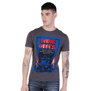 【hot sale】DAVIE JONES เสื้อยืดพิมพ์ลาย สีเทา Graphic Print T-Shirt in grey TB0111GY