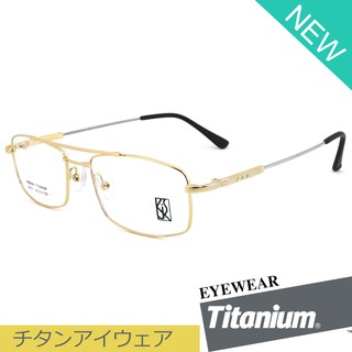 Titanium 100 % แว่นตา รุ่น 82191 สีทอง กรอบเต็ม ขาข้อต่อ วัสดุ ไทเทเนียม กรอบแว่นตา Eyeglasses