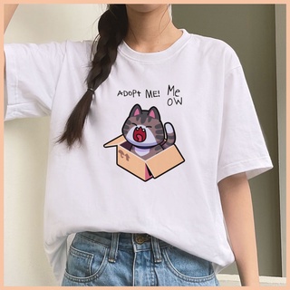 [S-5XL]เสื้อยืด Cat in box T-shirt Unisex Cotton 100%