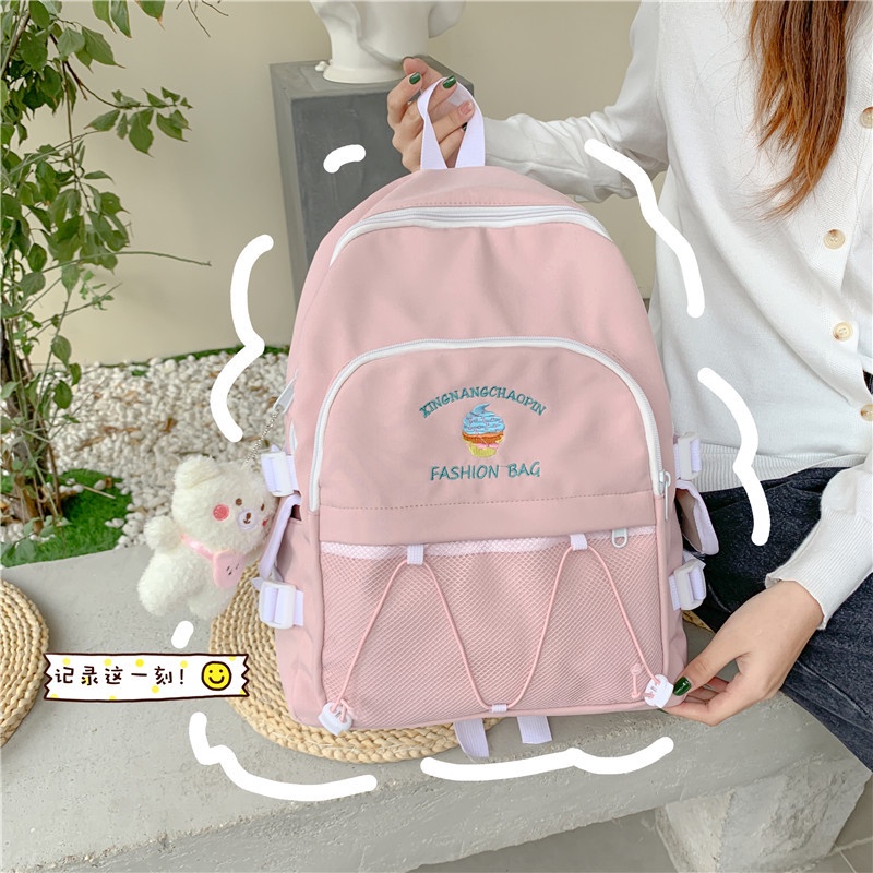 พร้อมส่ง-กระเป๋าเป้สะพายหลัง-กระเป๋านักเรียน-จุของได้เยอะ-เรียบง่าย-แฟชั่นสําหรับผู้หญิง-50