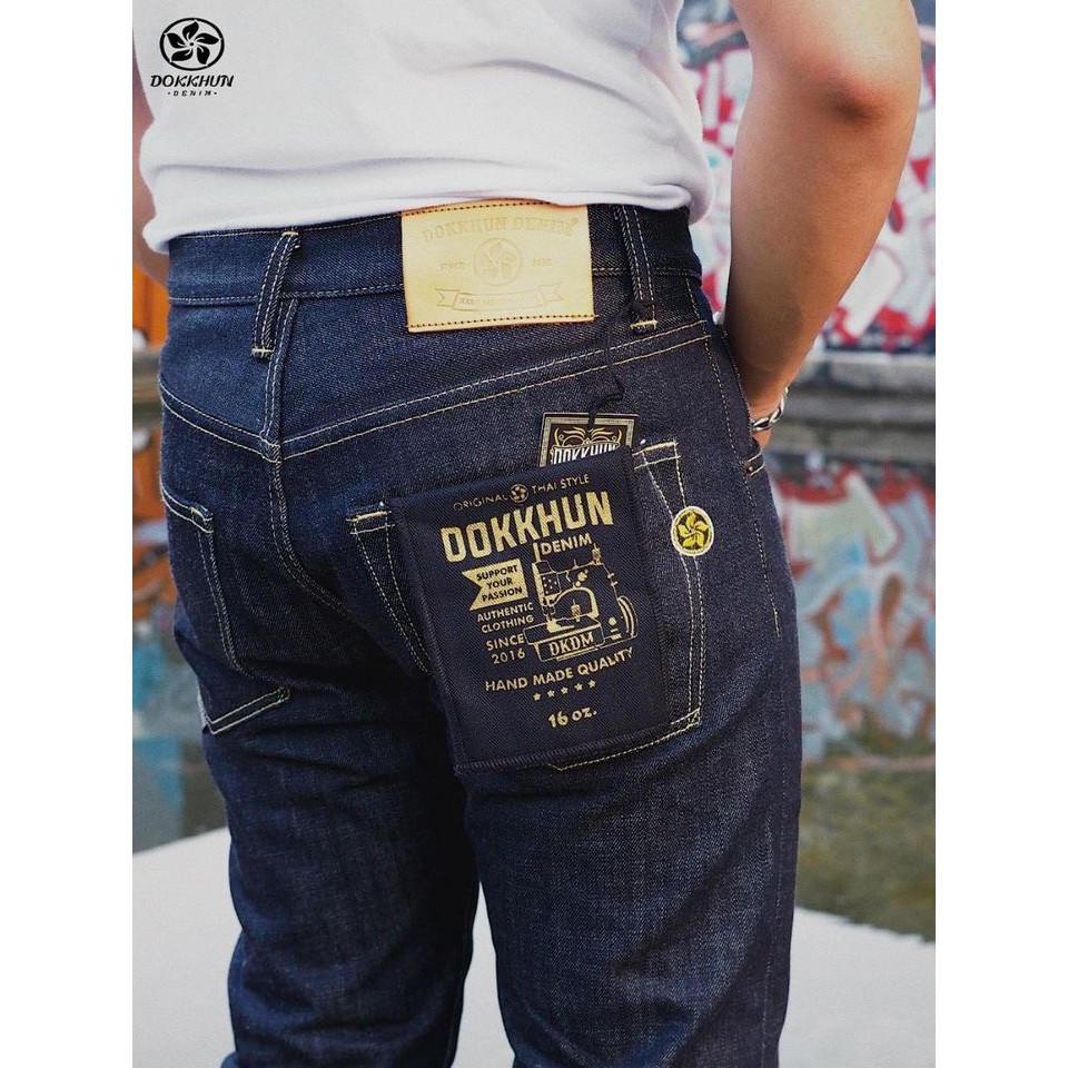 กางเกงยีนส์แบรนด์ไทย-ผู้ชาย-dok-khun-denim-รุ่น-dkd16sf-ผ้าริมเเดง16oz-drak-indeko