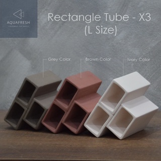 Rectangle Tube (L Size) - X3 ท่อเซรามิคสี่เหลี่ยมผืนผ้าขนาดใหญ่ ต่อติดกัน 3 ช่อง สำหรับตกแต่งตู้ปลา บ้านสัตว์เลี้ยง