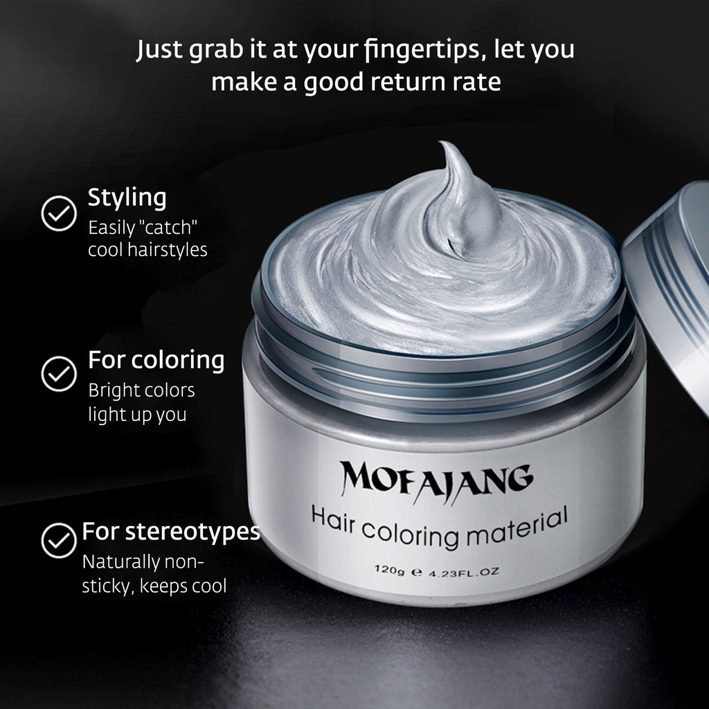 mofajang-ครีมเจลย้อมสีผมสีเงินสีเทาแบบใช้แล้วทิ้งสําหรับผู้หญิงและผู้ชาย