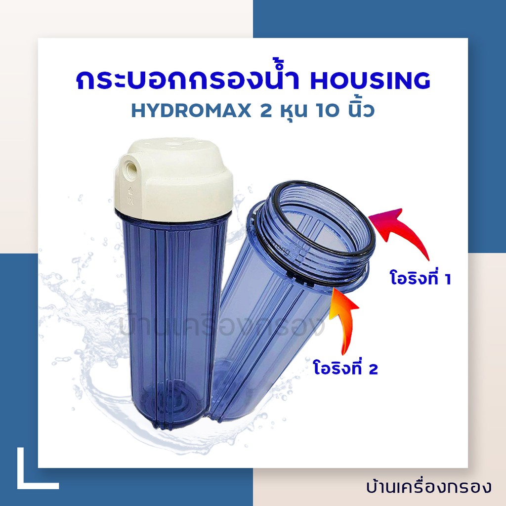 บ้านเครื่องกรอง-กระบอกกรองน้ำ-hosing-ยี่ห้อ-hs-hydromax-2-หุน-10-นิ้ว-ใสฝาขาว-2โอริงค์-egs2-10cw