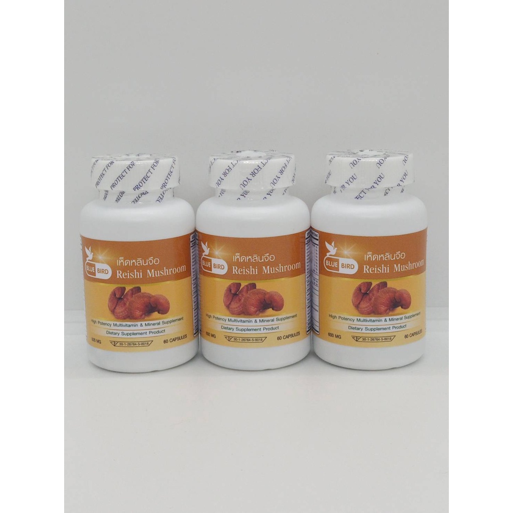 เห็ดหลินจือ-reishi-mushroom-ตรา-บลูเบิร์ด-ขนาด-600-มิลลิกรัม-60-แคปซูล