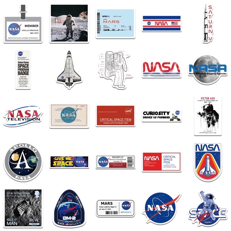 สติ๊กเกอร์-nasa-187-อวกาศ-50ชิ้น-นาซ่า-นาซา-นักบินอวกาศ-นักบิน-nasa-ยานอวกาศ-จานบิน-ดาว-ufo-จรวด-ดาว-ติด-กระเป๋า-ขวดน้ำ