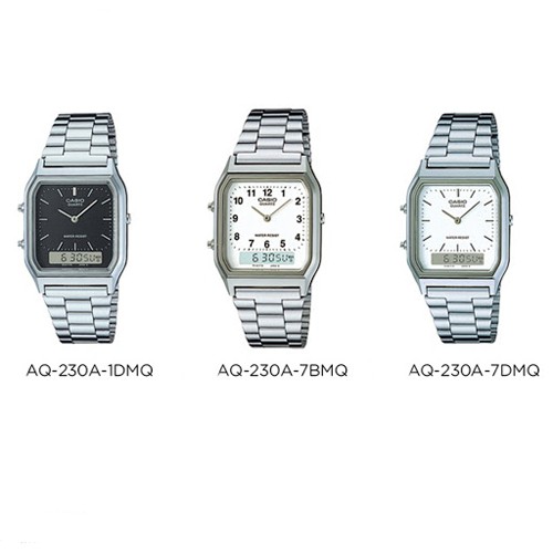 ภาพหน้าปกสินค้าCASIO นาฬิกาข้อ สายสแตนเลส สีเงิน รุ่น AQ-230A,AQ-230A-1D, AQ-230A-7B,AQ-230A-7D,AQ-230A-7BMQ,AQ-230A-1DMQ,AQ-230A-7DMQ