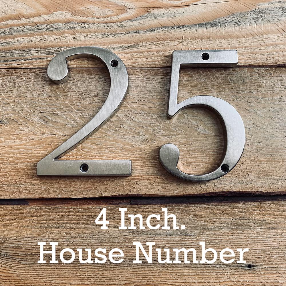 4" 101mm บ้านเลขที่ ตัวเลขบ้านเลขที่ ป้ายบ้านเลขที่ ป้ายบ้าน ป้ายตัวเลข Satin Nickel House Number Hotel Door Number Outdoor Address Plaque #0-9