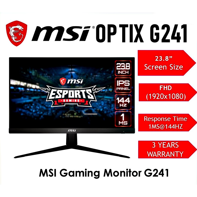 ภาพหน้าปกสินค้าMONITOR (จอมอนิเตอร์) MSI OPTIX G241 23.8" IPS FHD 144Hz Warranty 3 - Y