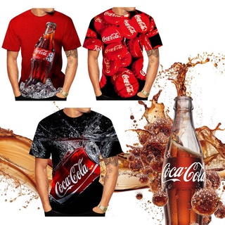 New Fashion Summer Casual T-Shirt 3D Printed Coca Cola for Men Cool Round Neck Short Sleeved