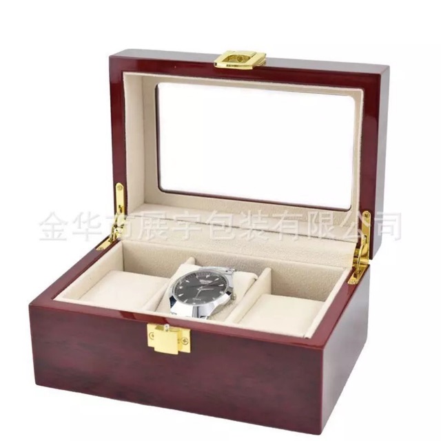 กล่องใส่นาฬิกา-รุ่นไม้ฮอกกานี-อะไหล่ทอง
