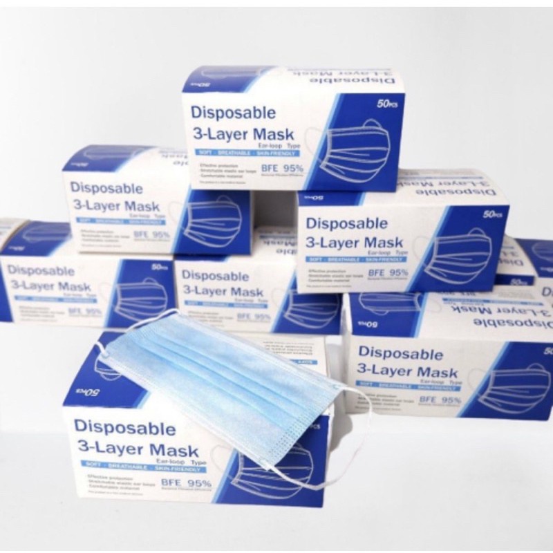 หน้ากากอนามัย (กล่อง 50 ชิ้น) แผ่นกรองหนา 3ชั้น Disposable 3Layer Mask