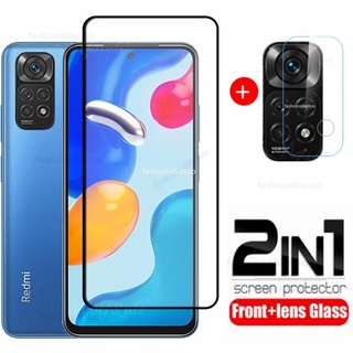 2 in 1 Screen Protector Tempered Glass Film For Xiaomi Redmi Note 11 10 pro 11pro 10pro 11s 10s 11t Redmi 10 2022 Note11 Note10 Note11s Redmi10 4G 5G Camera Back Lens Protective Glass Full Cover Front Film
