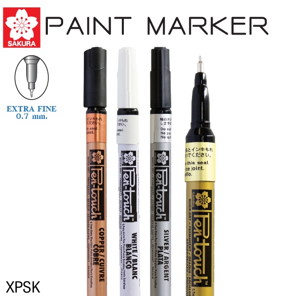 ราคาและรีวิวSakura Paint Marker ปากกาเพ้นท์ Extra Fine Point 0.7 mm 4 สี