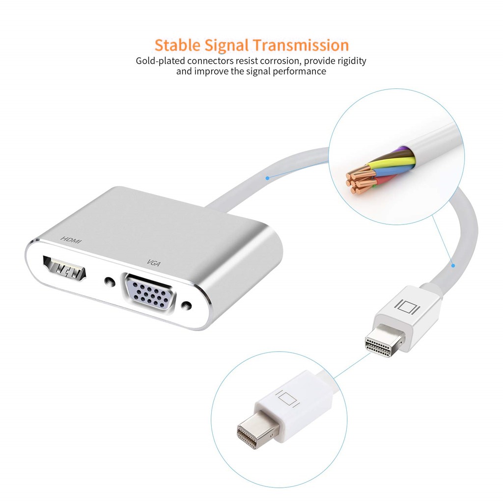 รับประกัน-1-ปี-2in1-อแดปเตอร์-mini-dp-to-vga-hdmi-adapter-สายต่อจอ-สายต่อจอภาพ-mini-display-port-to-vga-1080p-hdmi-4k