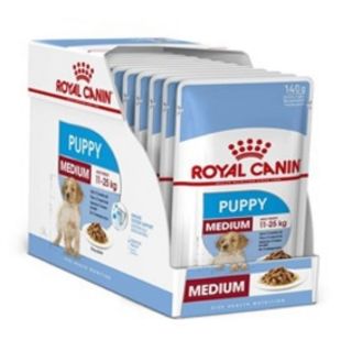 Royal Canin Medium Puppy Gravy Dog Pouch 10 ซอง รอยัลคานิน อาหารลูกสุนัข พันธุ์กลาง อาหารเปียกลูกสุนัข